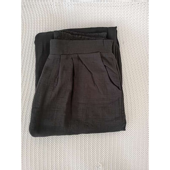 NOFLIK Black 100% Cotton Wide Leg Pants Smocked Waist Coastal Relaxed S NWT - Picture 13 of 15